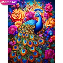 Momoart Diamond Mosaic Peacock Animal New 2024 Embroidery Flower Cross Stitch Set Diamond Painting Child Hobby