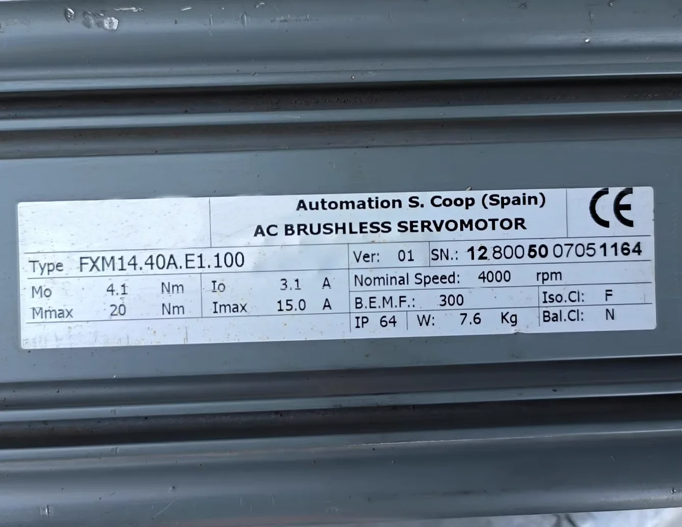 Original Genuine，FXM14.40A.E1.100 Used Servo Motors，Fast shipping，Arrange for Shipment After Passing the Test