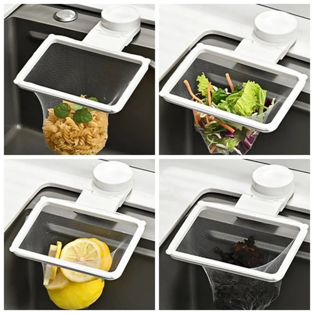 Suction Cup Kitchen Sink Filter Square Foldable Vegetable Drain Basket Clog-proof Gadget Kitchen Sink Drain Rack Sink Strainer