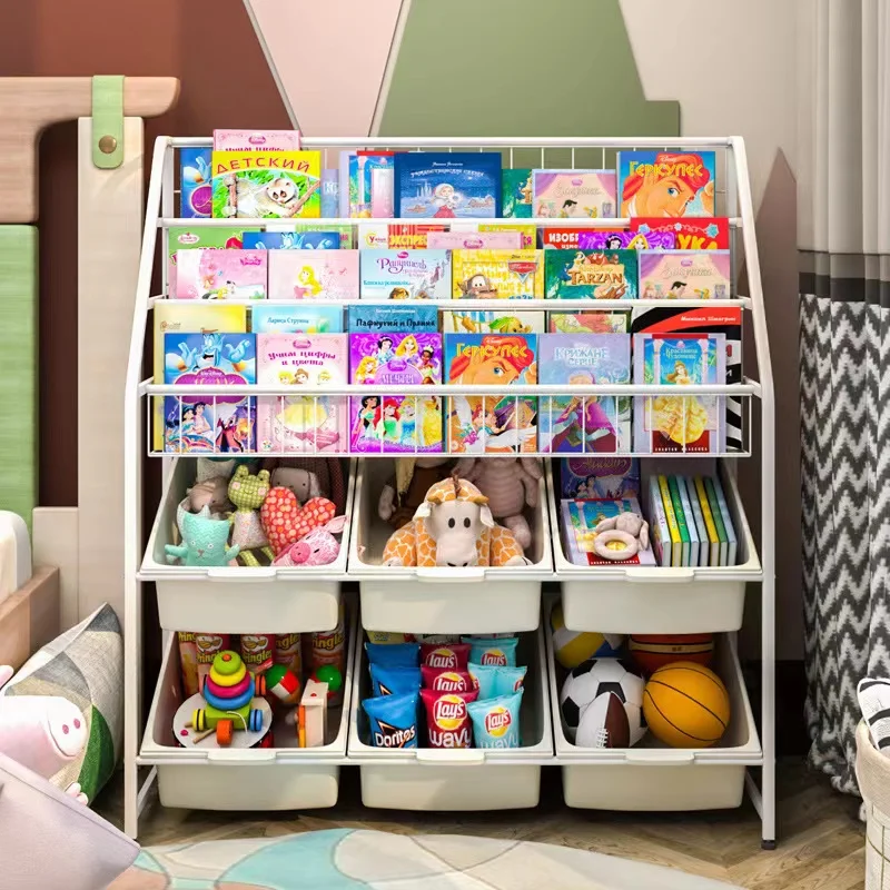 Child Room Home Safety Metal Bookshelf Baby Toy Storage Rack Children Kids' Cabinets For Children