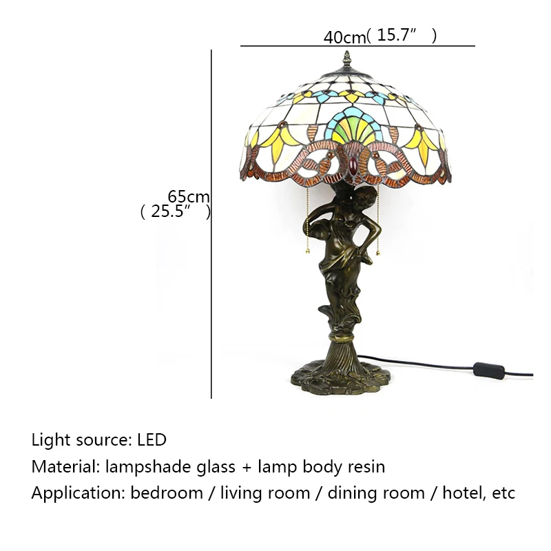 BERTH Tiffany Table Lamp LED Creative Exquisite Color Glass Desk Light Decor For Home Study Bedroom Hotel Bedside
