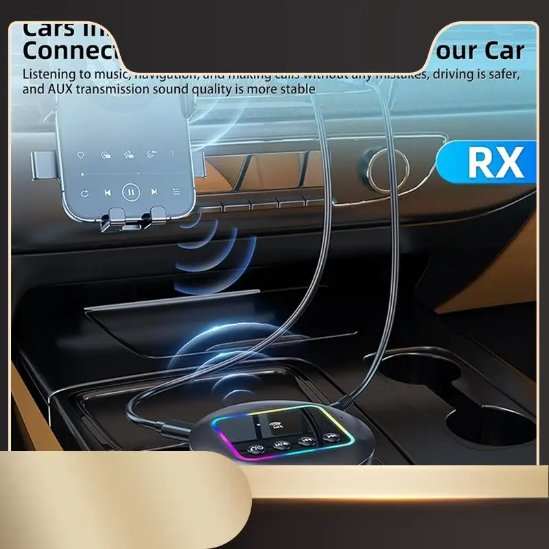 

NFC Bluetooth 5.4 передатчик-приемник, Bluetooth RCA аудио адаптер с RGB подсветкой/AUX/RCA/TF для телевизора/автомобиля/ПК/динамиков-N36R