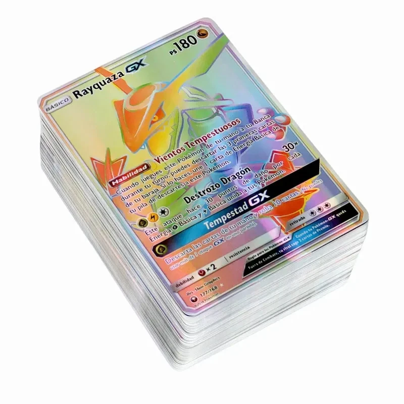 Cartas de Pokémon en Español, juego brillante de Cartas holográficas de arcoíris, de 100 piezas, Vmax, GX, Vstar