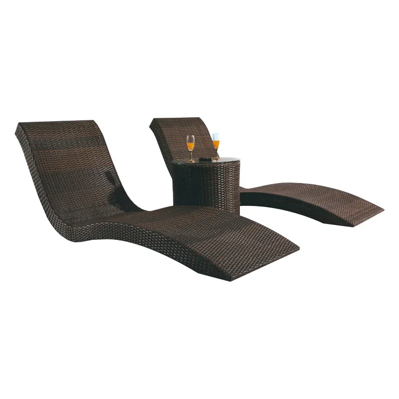 Outdoor leisure swimming pool Beach lounging chairs Hotel courtyard PE imitation rattan with umbrella