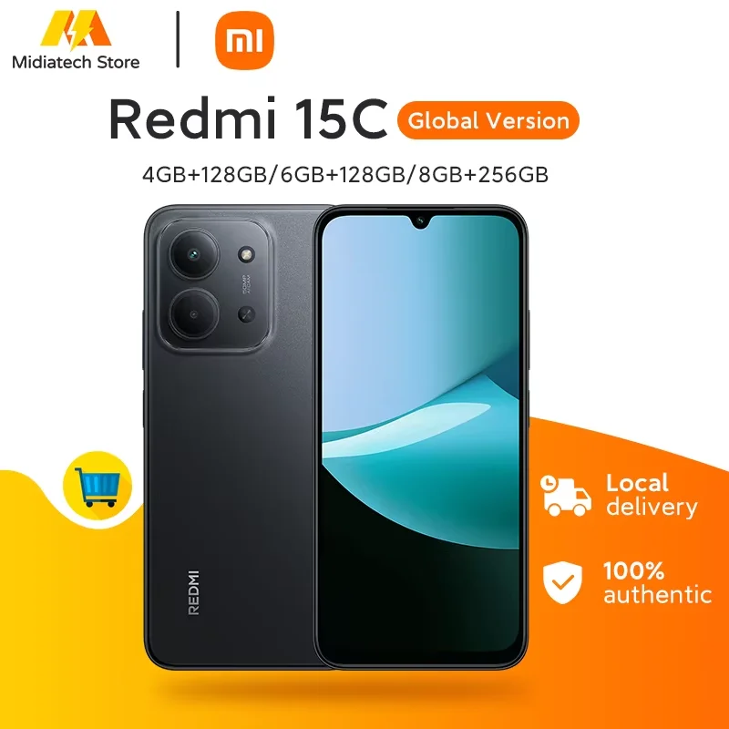 Versión global Xiaomi Redmi 15C Smartphone 6000 mAh (típica) Batería de gran capacidad 33 W de carga Cámara dual con IA de 50 MP Pantalla de 6,9" y 120 Hz