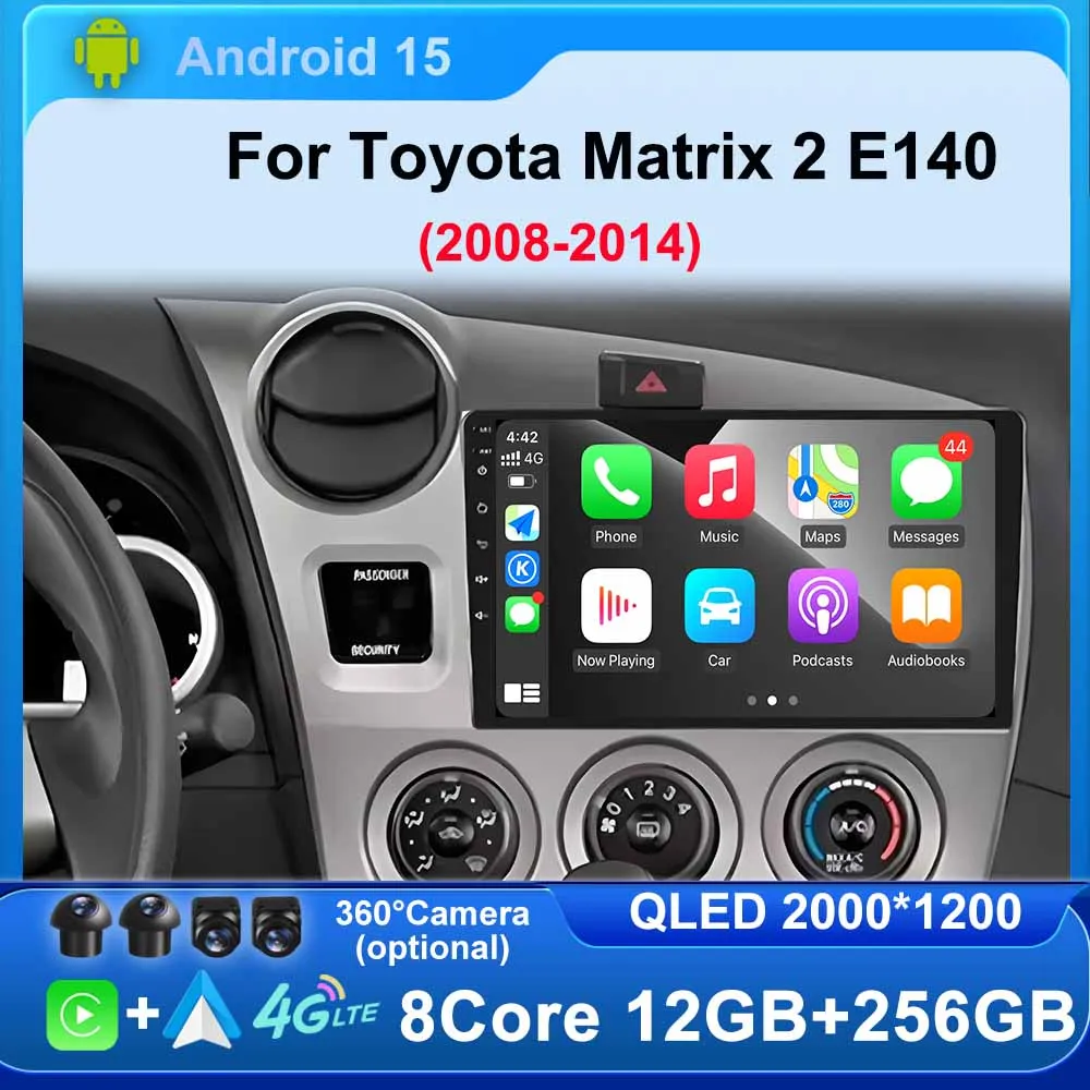

For Toyota Matrix 2 E140 2008 - 2014 LHD Car Radio Multimedia Video Player GPS Navigation Stereo Android 15 wireless Carplay DSP