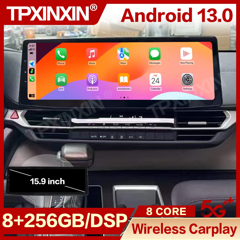 Radio con GPS para coche, reproductor Multimedia automotriz con pantalla Android de 15,9 pulgadas, unidad principal de navegación, para Toyota Sienna Granvia 2021 2022 ~ 2024