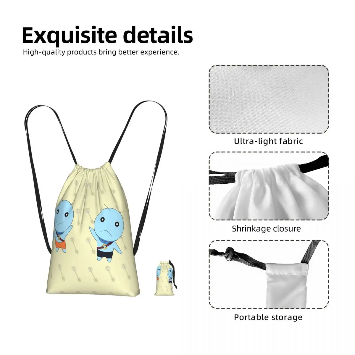 Gemini V Fairy Tail Drawstring Backpack Sports Gym Bag Portable Travel Drawstring Bag for Men Women