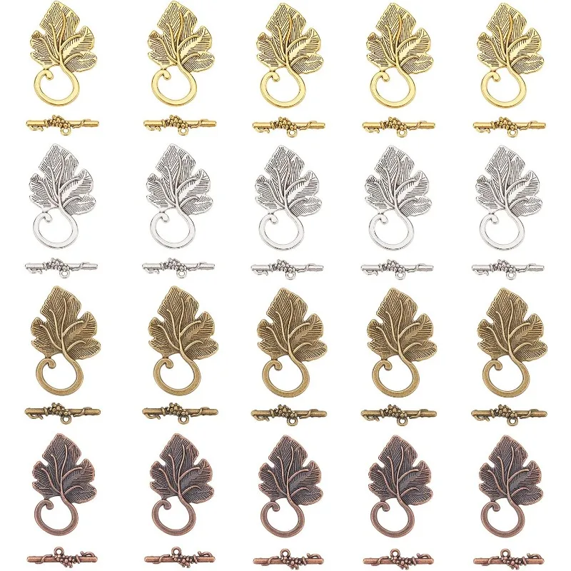 

40 комплектов застежек для ювелирных изделий в тибетском стиле, 4 цвета, застежка-переключатель для ожерелья из сплава металла, Т-образные застежки для ожерелья