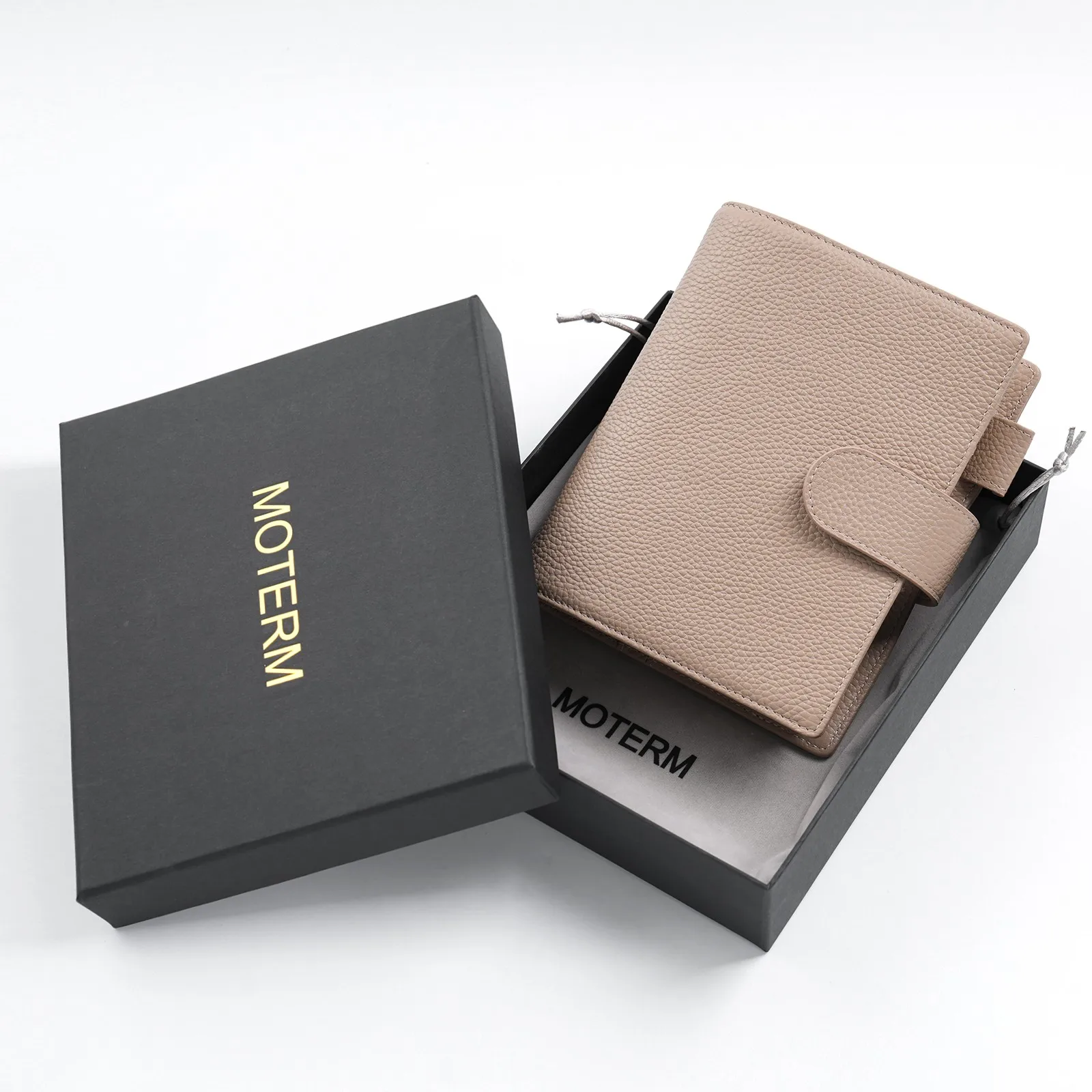 Moterm A6 Elite Rings Planner Cover Without Big Back Pocket Pebbled Grain Leather Notebook Journal with 25mm Rings Organizer