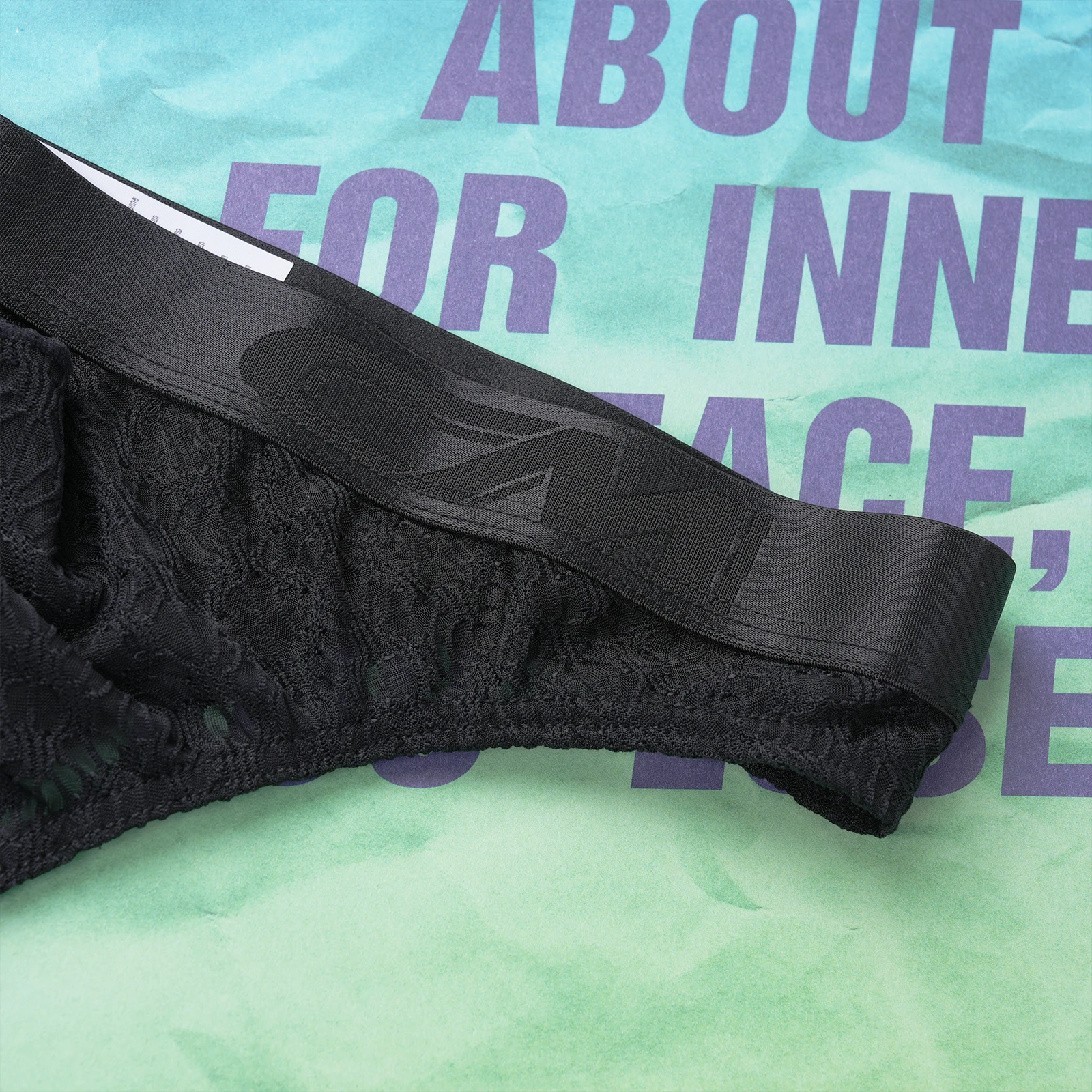 Spitzenunterwäsche für Herren, Netzstoff, Spitze, brasilianische Slips, niedrige Taille, mit verstärktem Bereich, sexy, durchsichtige Unterhosen, transparente Herrenunterwäsche. – Detail 7
