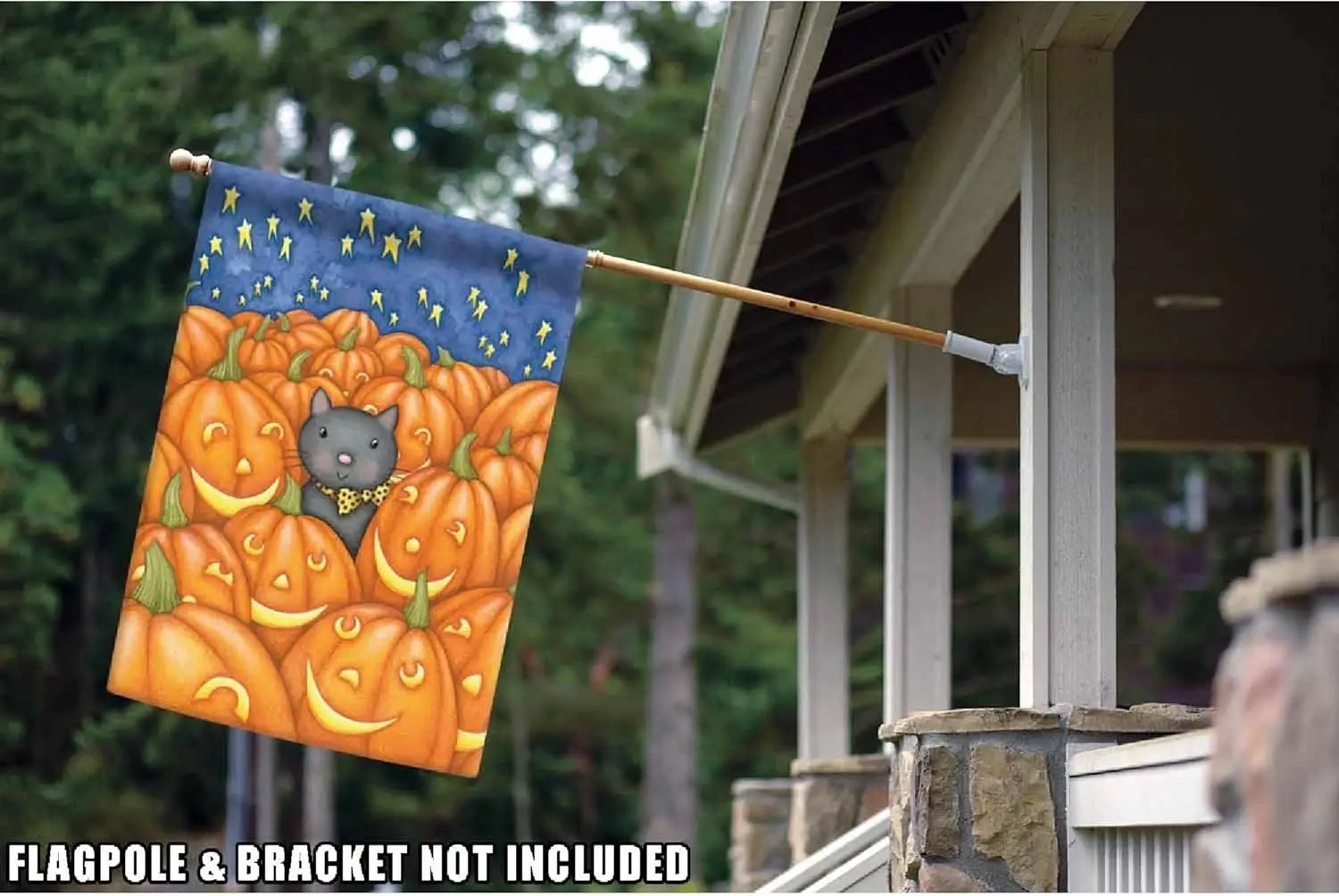 Toland Home Garden 100584 Peekaboo Cat Halloween Flag 28x40 Inch Double Sided Halloween Garden Flag for Outdoor House Jack O Lan