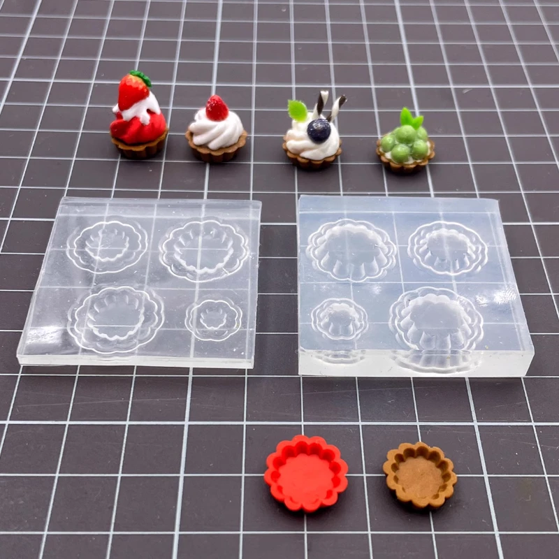Miniature Fruit Tart Bottom Support Silicone Mold Simulated Cake Dessert Bottom Tray DIY Doll House Mini Food Toy Clay Tool