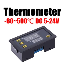 Termopar tipo K-60 ℃ ~ + 500 ℃, termostato LED digital de alta temperatura, interruptor de Control de temperatura, controlador de pantalla LED, cc 5V, 12V, 24V