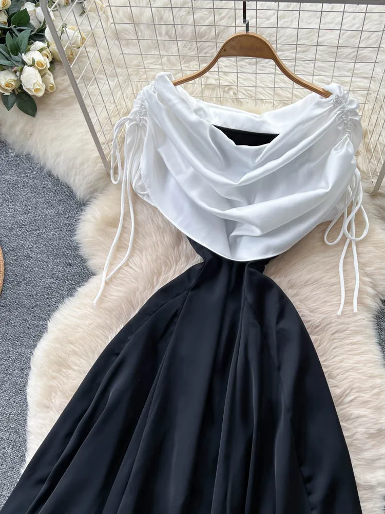 تنورة Ele الراقية للسيدات من Faion Dr Color Blo ذات ثنيات للتخسيس من الساتان على شكل حرف a بخصر عالٍ ort Sve Ci Commute