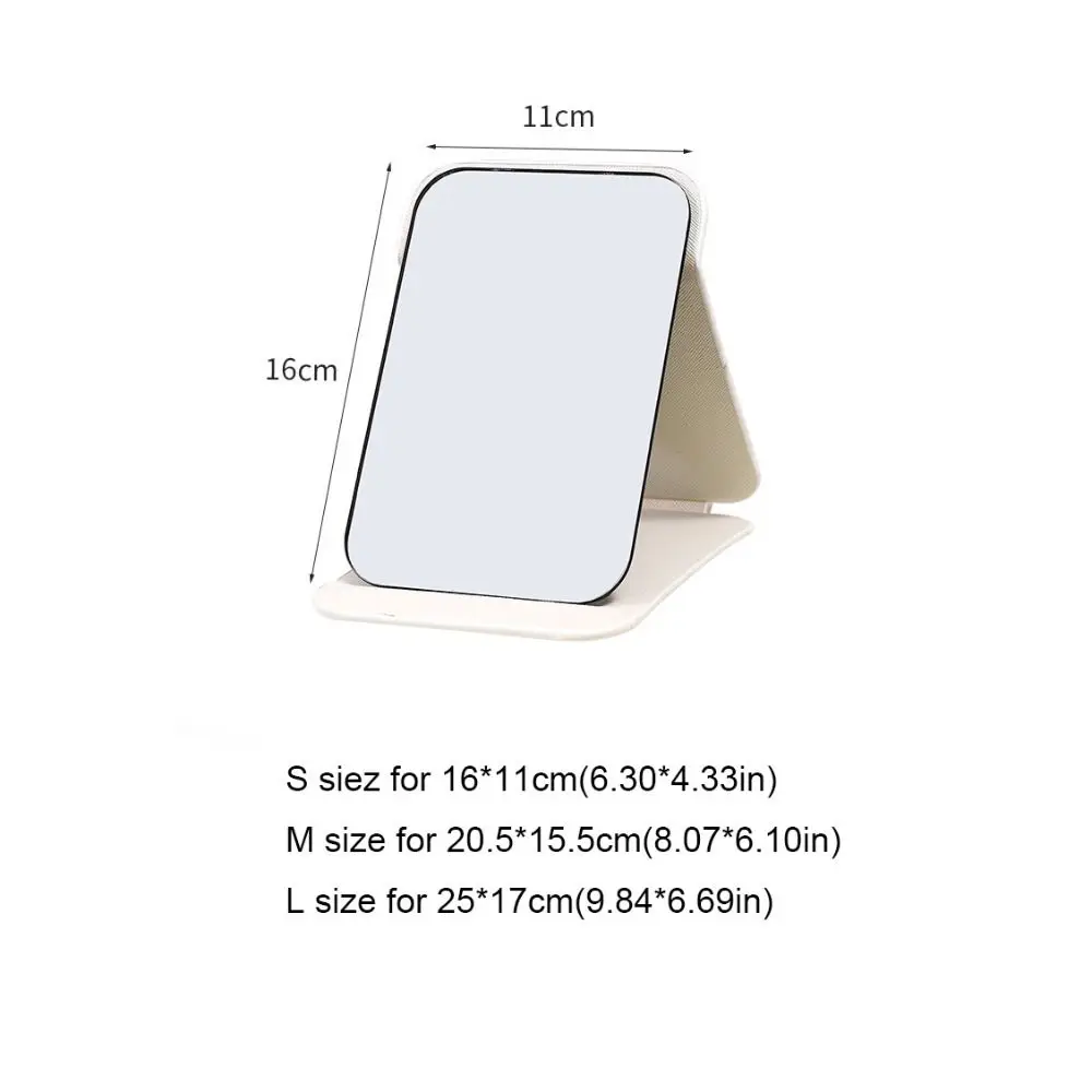 Standable Square Shape Folding Mirror PU Leather Cosmetic Makeup Mirror Adjustable Portable Table Mirror Domestic