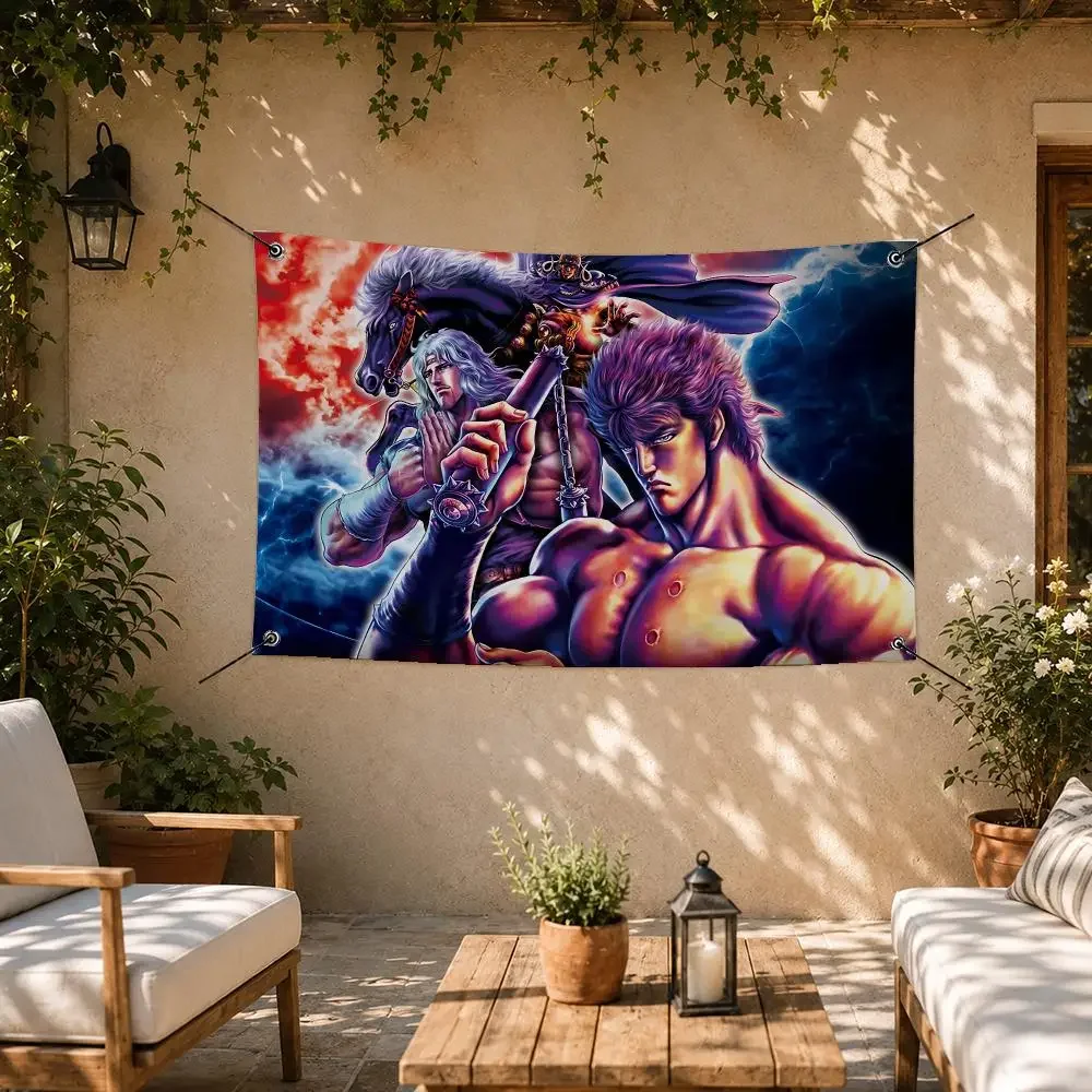 Legendary Anime Fist of the North Star Flags Room Bedroom Home Outdoor Wall Hanging Concert Printed Background Decoration Art
