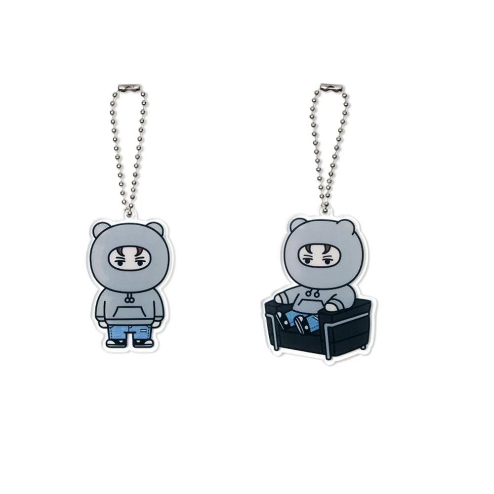 2Pcs/Set KPOP The8 WONWOO DK Bead Chain Keychain Cartoon Charms MINGYU HOSHI JOSHUA Fans Keyring Bag Pendant Collect Accessories