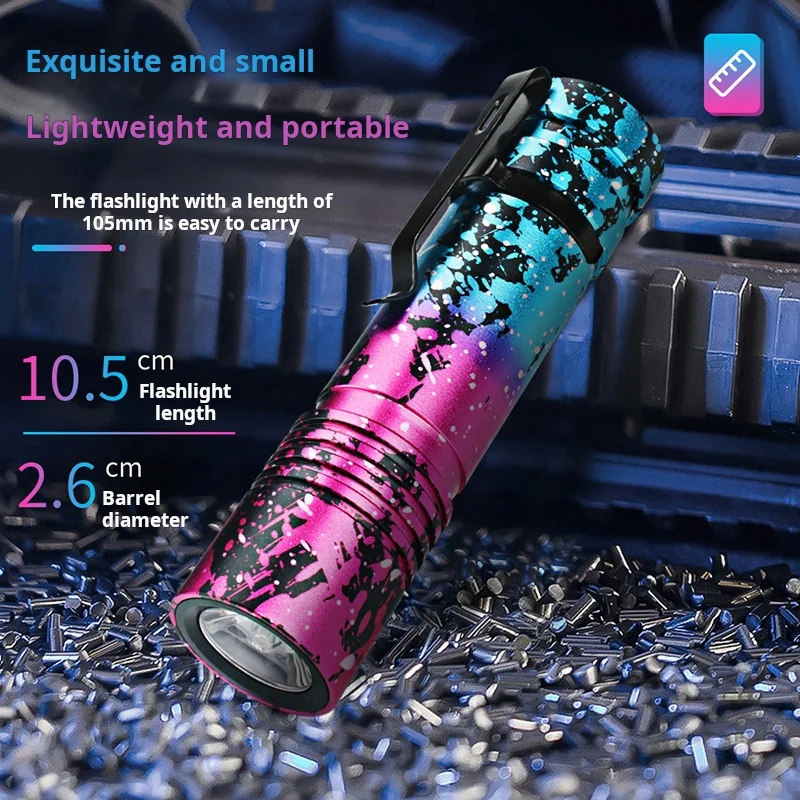 New camouflage strong light flashlight pen outdoor multi-function charging built-in lithium battery convenient V8 mini flashligh