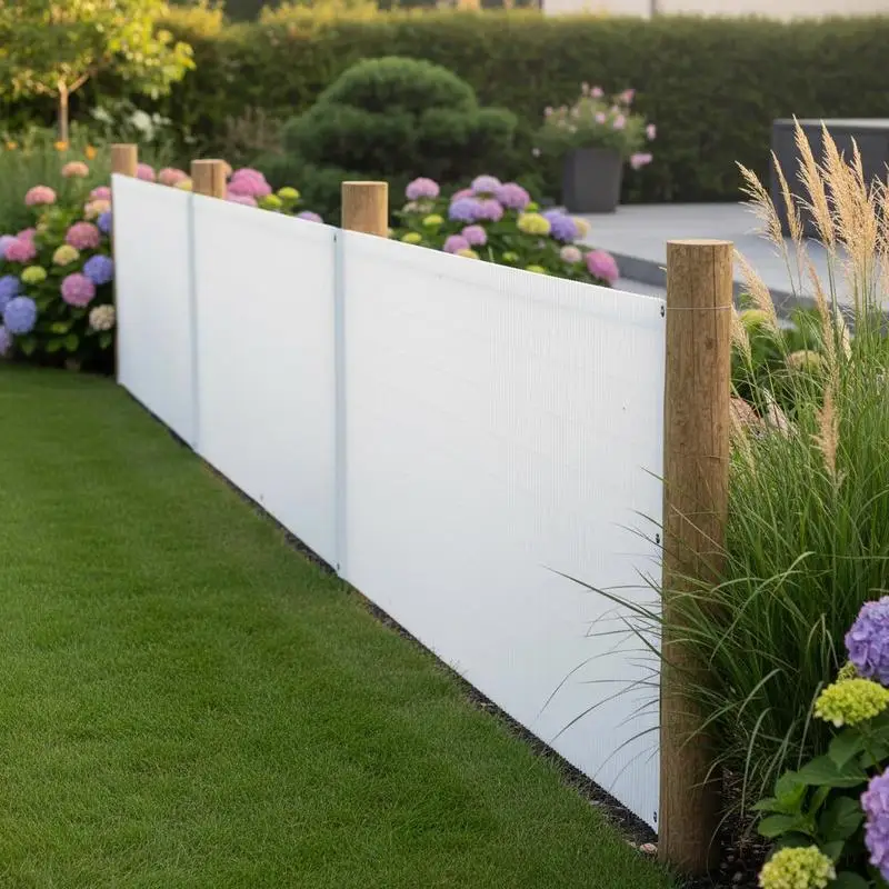 110x500cm - Doppelseitiger Gartenzaun - Weißer Dekorativer Zaun - Beidseitiges Design - Witterungsbeständige Holzoptik - Ideal für Hinterhof, Rasen, Garten, Terrasse, Gemüsebeet - Sichtschutzzaun