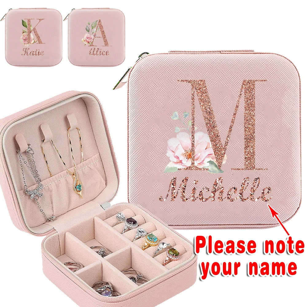 المحمولة السفر حلقة قلادة أقراط صندوق تخزين جديد الإبداعية المطبوعة نمط صندوق مجوهرات