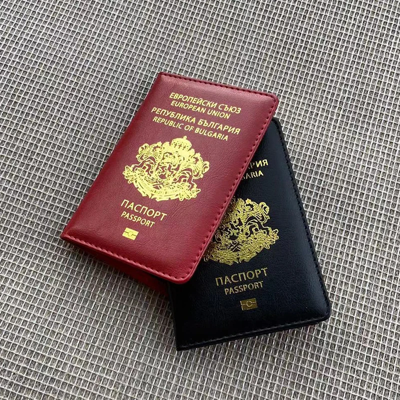 Republika bułgarii okładka na paszport czerwony/czarny Pu skórzany uchwyt Passeport kobiety portfel podróżny etui na paszporty