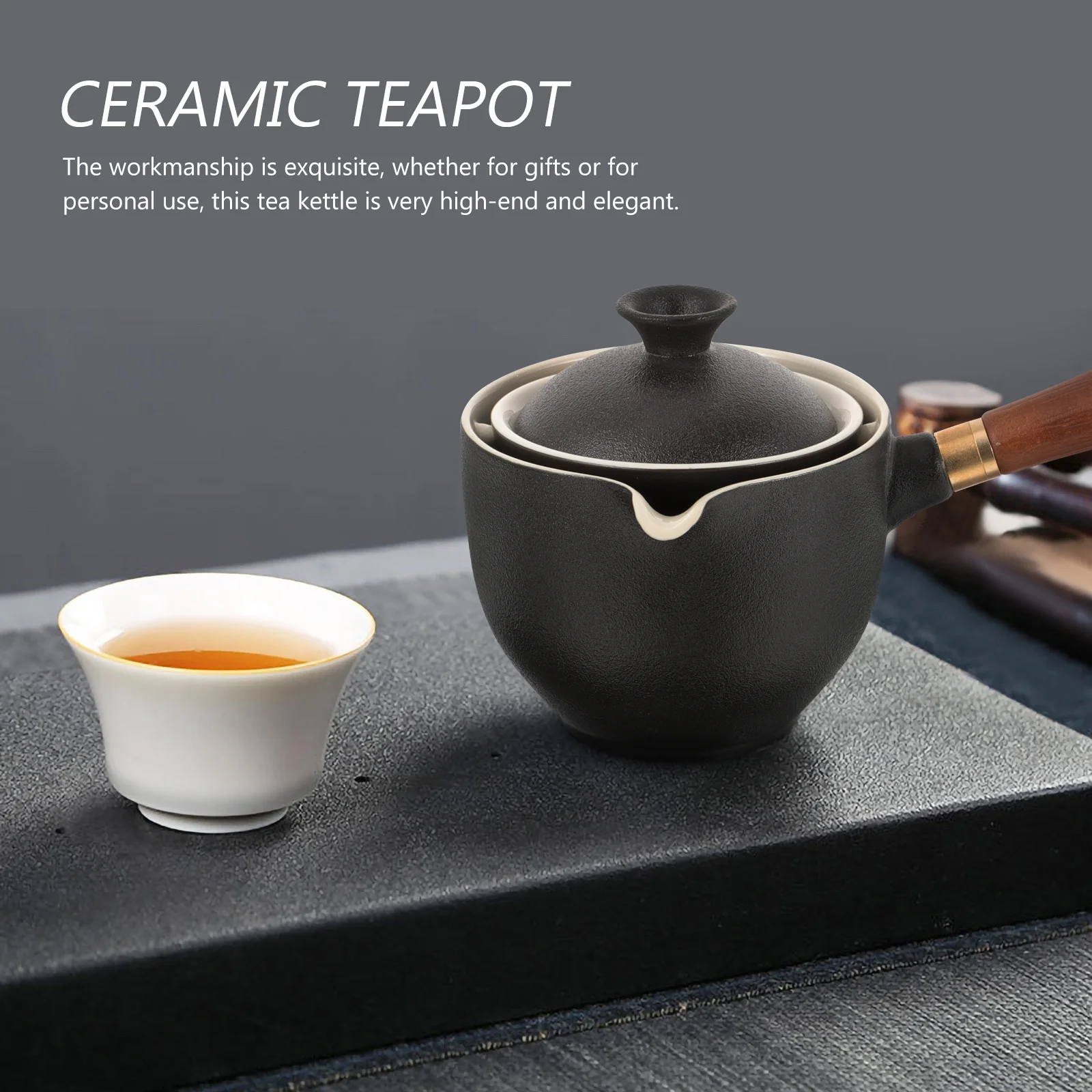 

Китайский винтажный керамический чайник, простая щедрая форма, практичный чайник с защитой от ожогов и боковой ручкой, 360-градусный чайник