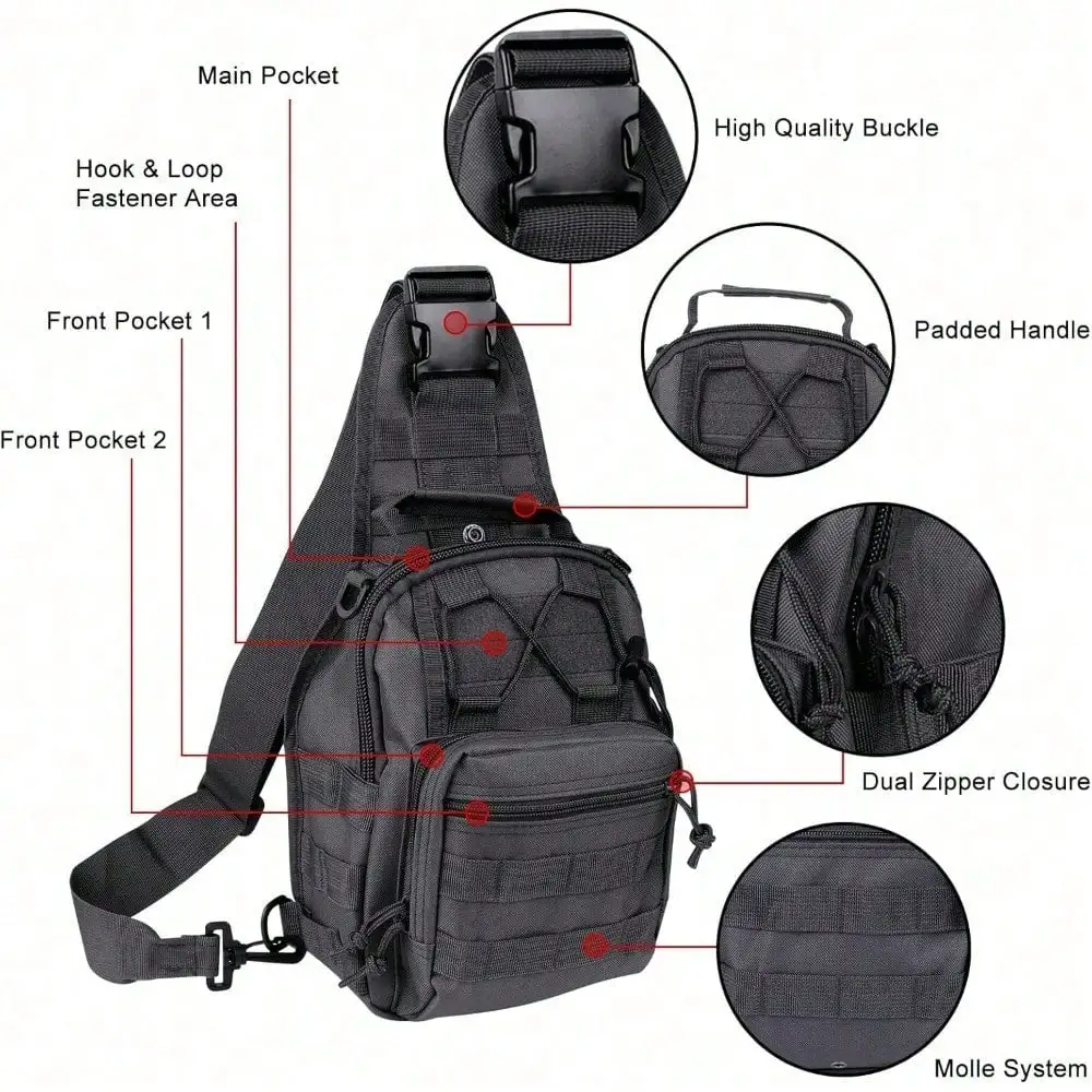 Tactical Backpack, Durable | MOLLE | Large Capacity | Unisex Shoulder Bag, For Outdoor Hiking, Fishing, Camping, And Everyday Use As A Chest Bag,sg251027820846839589