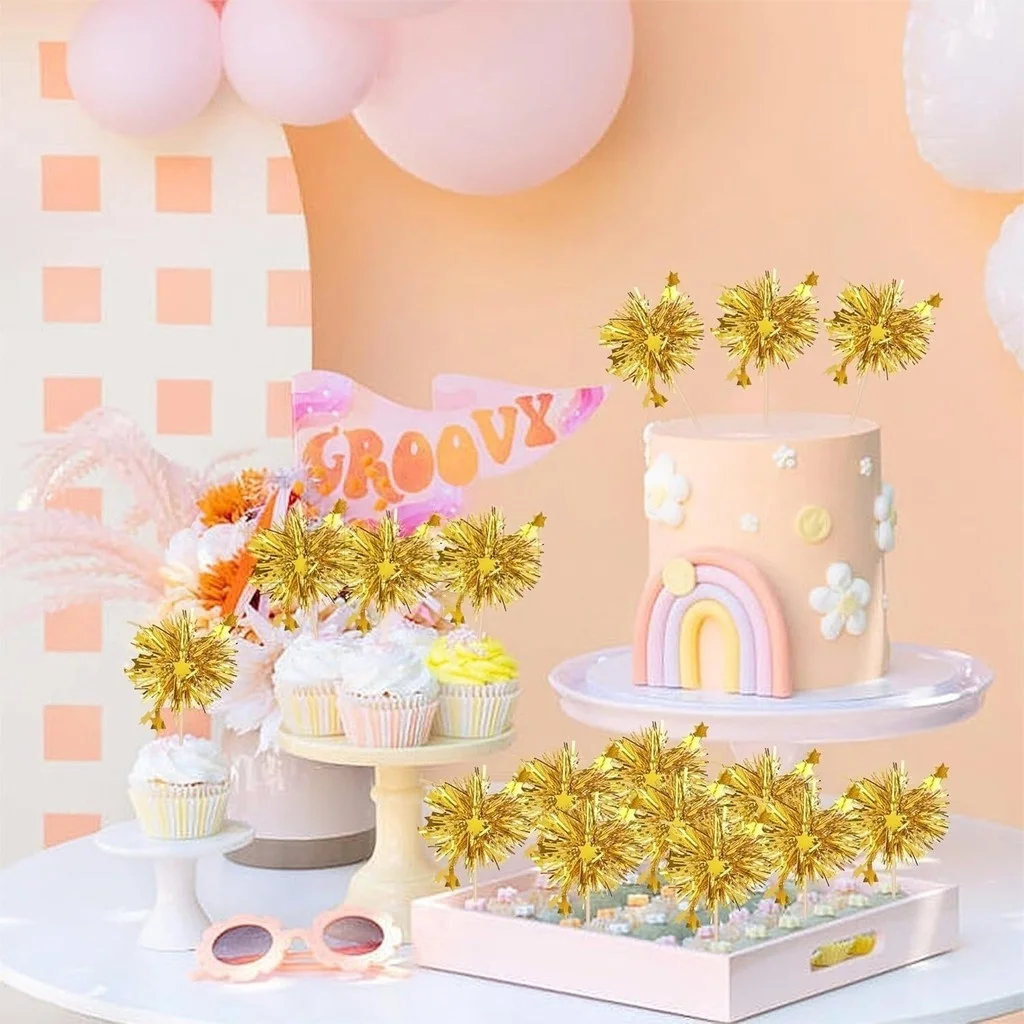 10-30 قطعة الألعاب النارية قطاعات الكيك عيد الميلاد السنة الجديدة كعكة ديكور احباط المسواك لعيد الميلاد ، نزهات ، بار ، حفلة عيد ميلاد #4