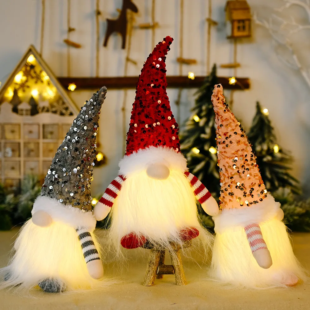 Christmas Faceless Doll Elf Gnome with LED Light Christmas Decoration Ornament Home Christmas Navidad New Year Childrens Gift