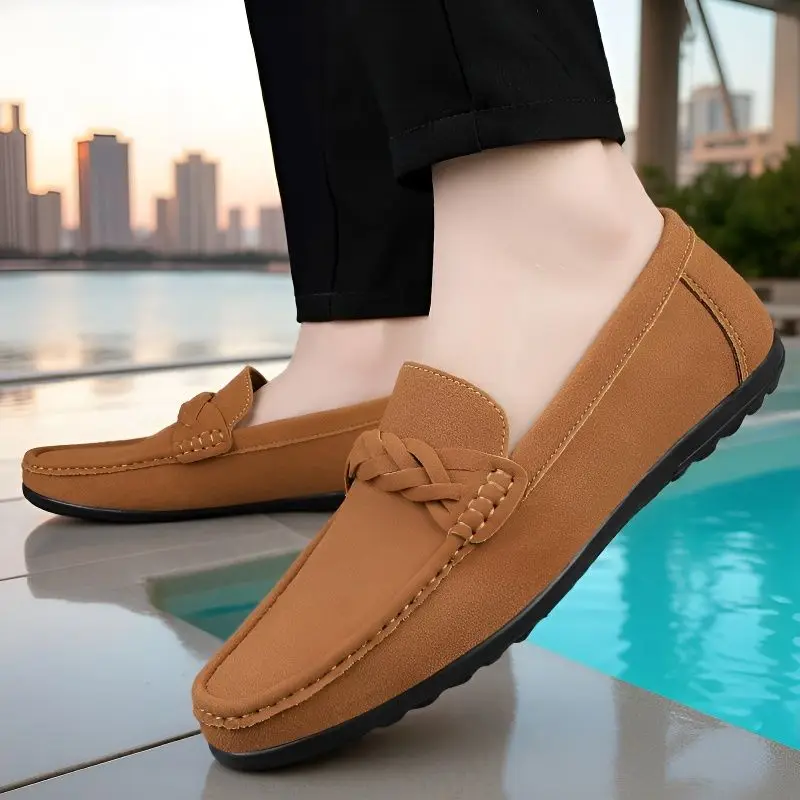 New Doudou men's shoes outdoor lazy one-pedal men's daily casual leather shoes soft and comfortable casual men's shoes
