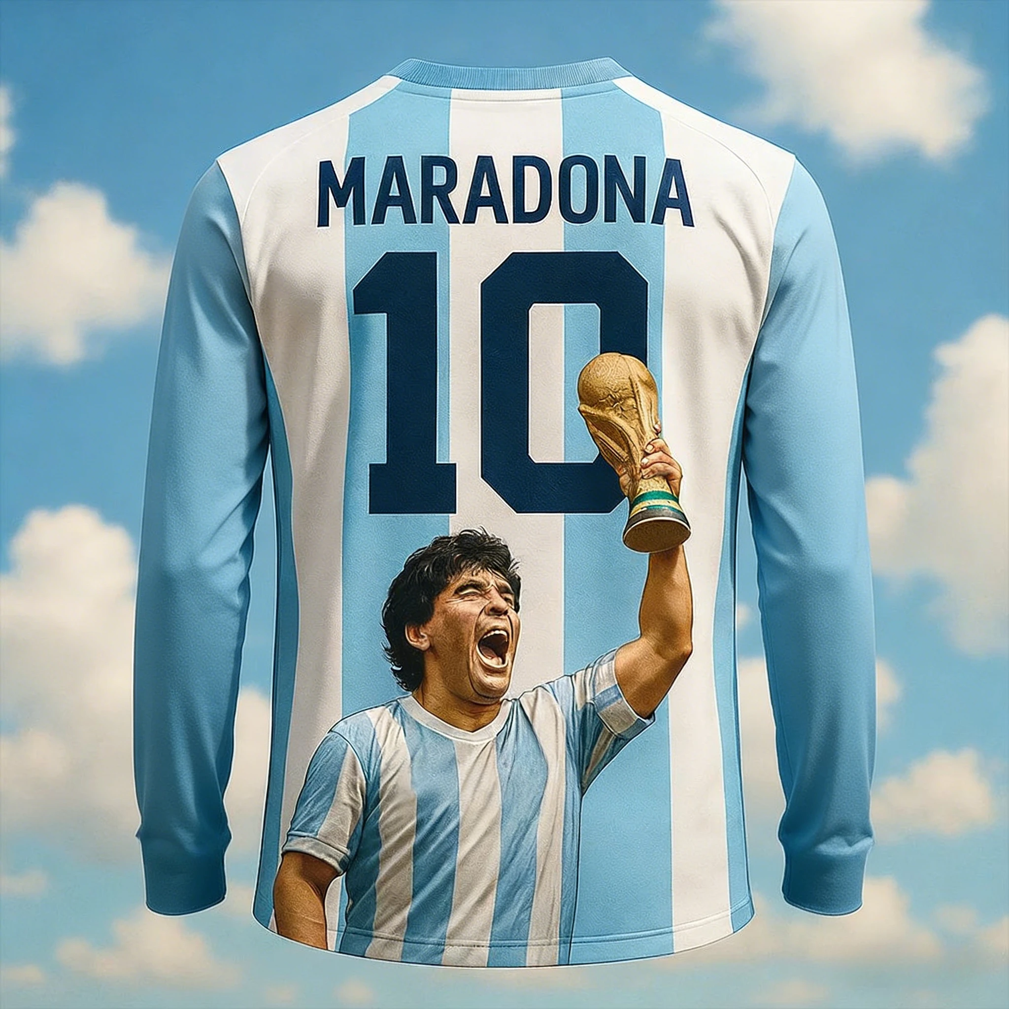 Unisex Quick Dry Long Sleeve T Shirt Men Women Maradona No.10 3D Portrait Print Casual Tee Breathable Sports Athletic Tops Y2k