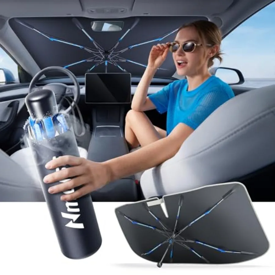 

Drive to Superior Coolness and Comfort] Ice Rib Windshield Sun Shade Umbrella High Speed ​​Cooling 99% UV Blocking Protects Car
