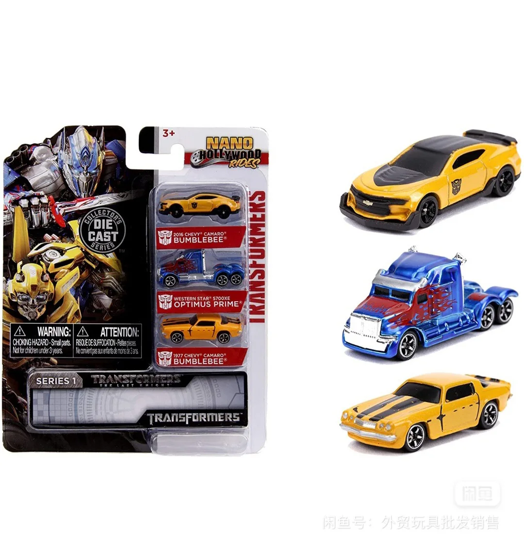 Transformers Set of 3 Nano Die-cast Optimus Prime, Starscream, G1 Bumblebee VW Beetle Toy Cars Set 4 cm Toys for Kids and Adults