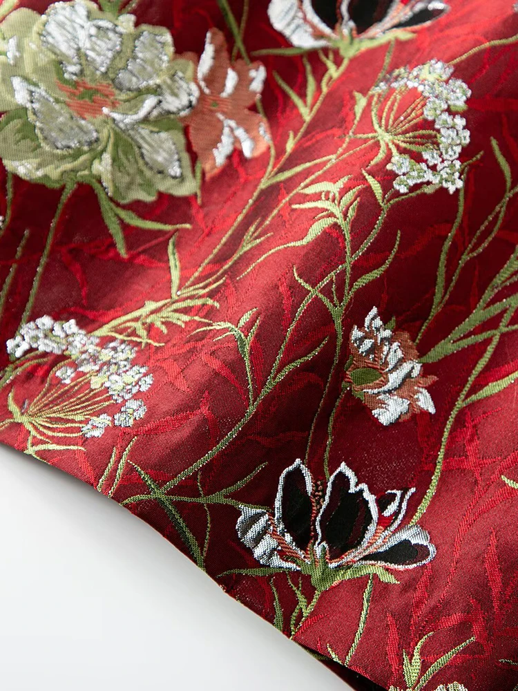 DSFACAIRIJ Beading Jacquard Dress For Women Stand Collar Sleeveless Chinese Style  Discoid Button Tank Dresses Summer Female