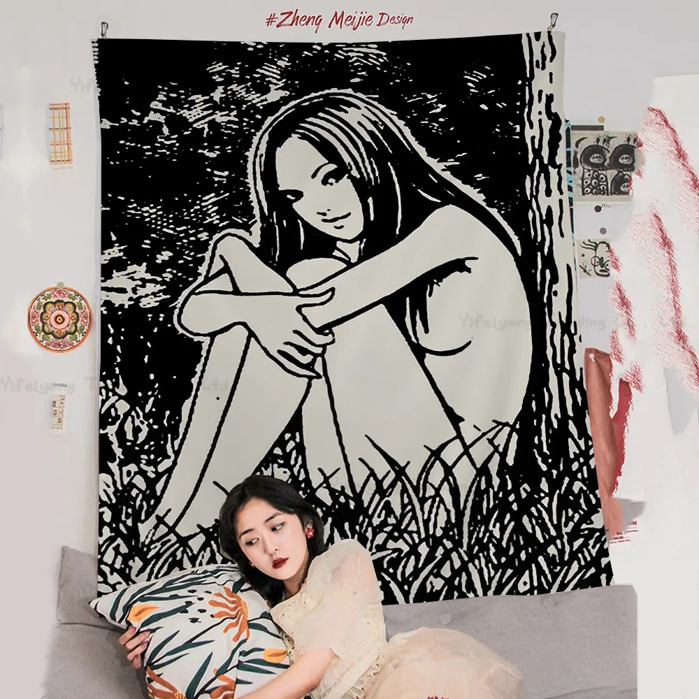 

Horror Anime Tomie Anime Tapestry Indian Buddha Wall Decoration Witchcraft Bohemian Hippie Wall Hanging Sheets