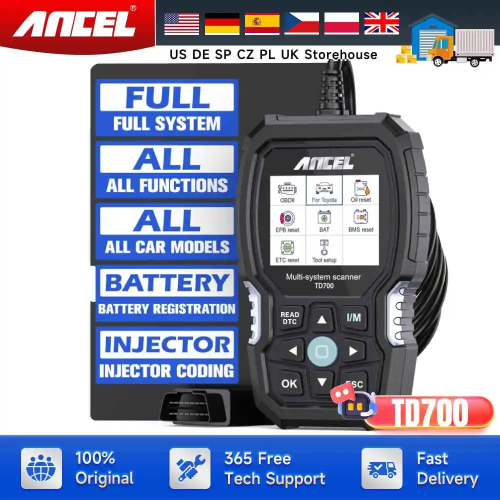 ANCEL TD700 OBD2 Automotive  Scanner for Toyota/Lexus/Scion All System Transmission TPMS Relearn ABS Engine Car Diagnostic Tool