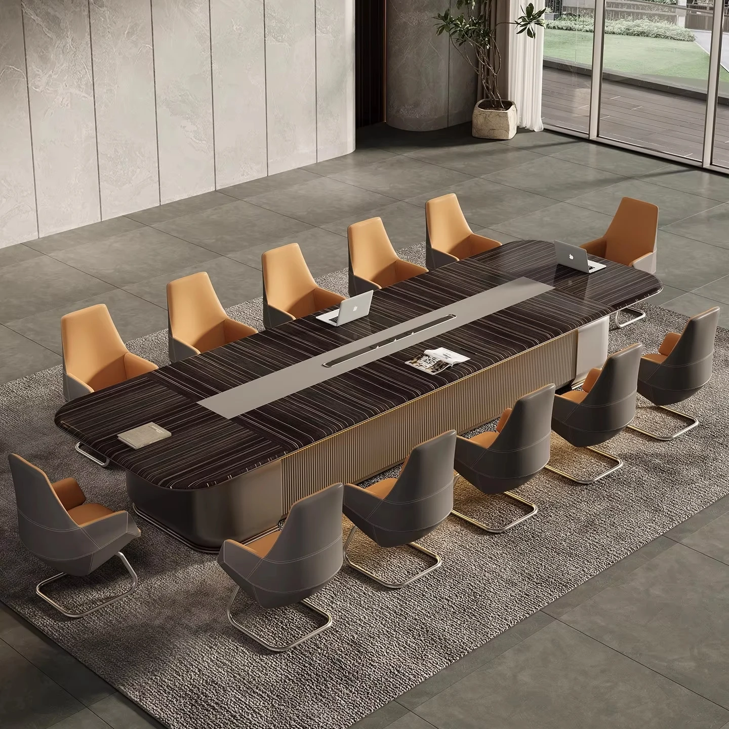 Custom Executive Office Furniture Modern Large Conference Table Chair Set Power Foldable Executive Boardroom For Hotels