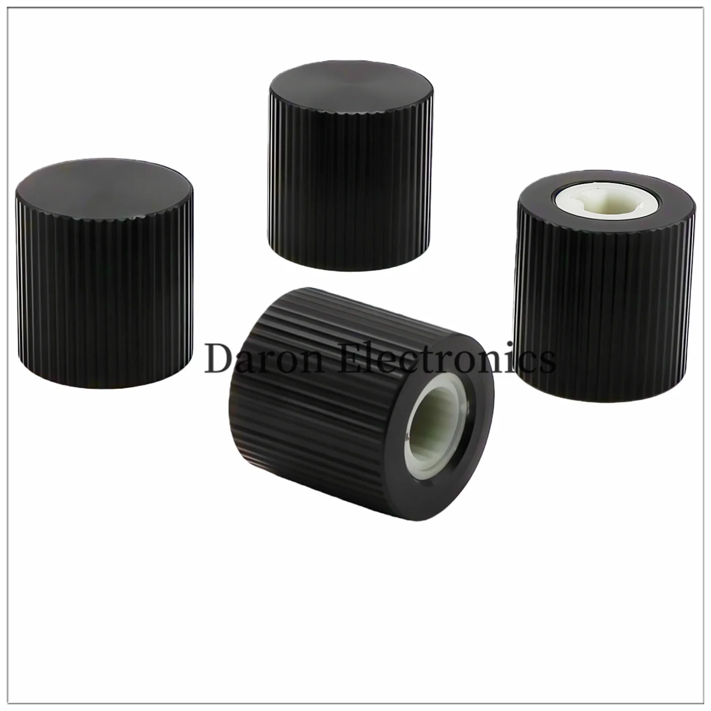 Black aluminum alloy threaded knob with 15*15mm holes for teeth / 6mm diameter circular holes for volume adjustment cap cover