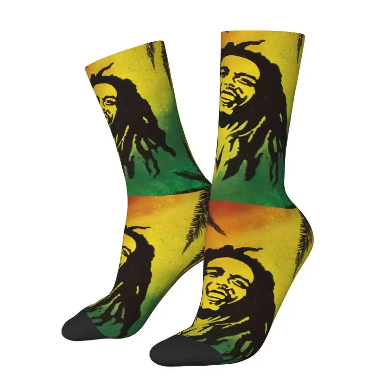 Jamaica Reggae Rock Bob Marley Mens Crew Socks Unisex Fashion Spring Summer Autumn Winter Dress Socks