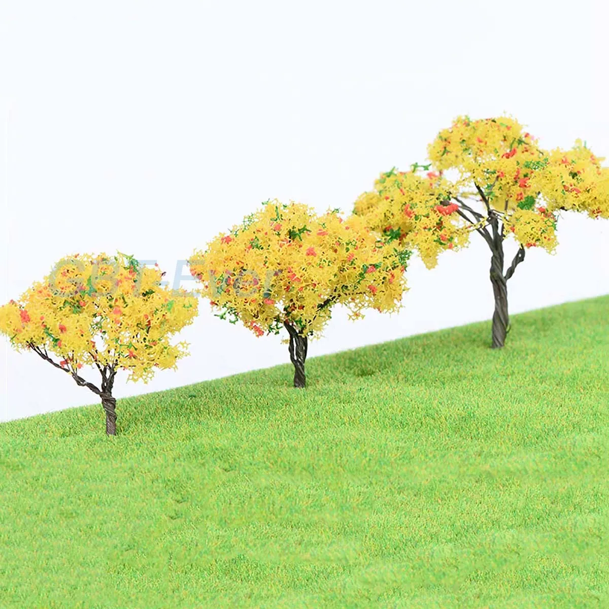 2/5Pcs Miniature Simulation Plant Decor Accessories Ginkgo Tree Models Garden Park Train Railroad Farm Scenery Landscape Decor