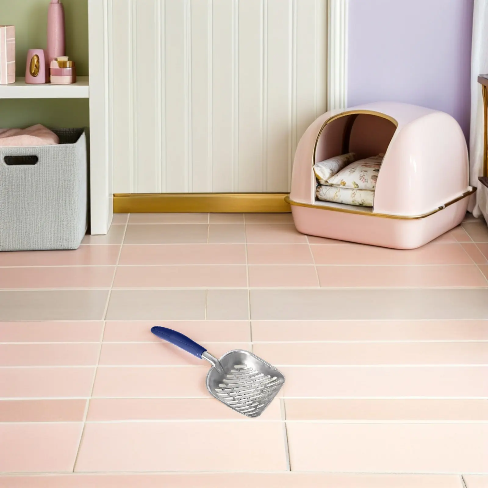 

2Pcs Alloy Cat Litter Scoop Heavy Duty Metal Poop Scoop Ergonomic Handle Wide Hole Sifter Efficient Cat Litter Cleaner