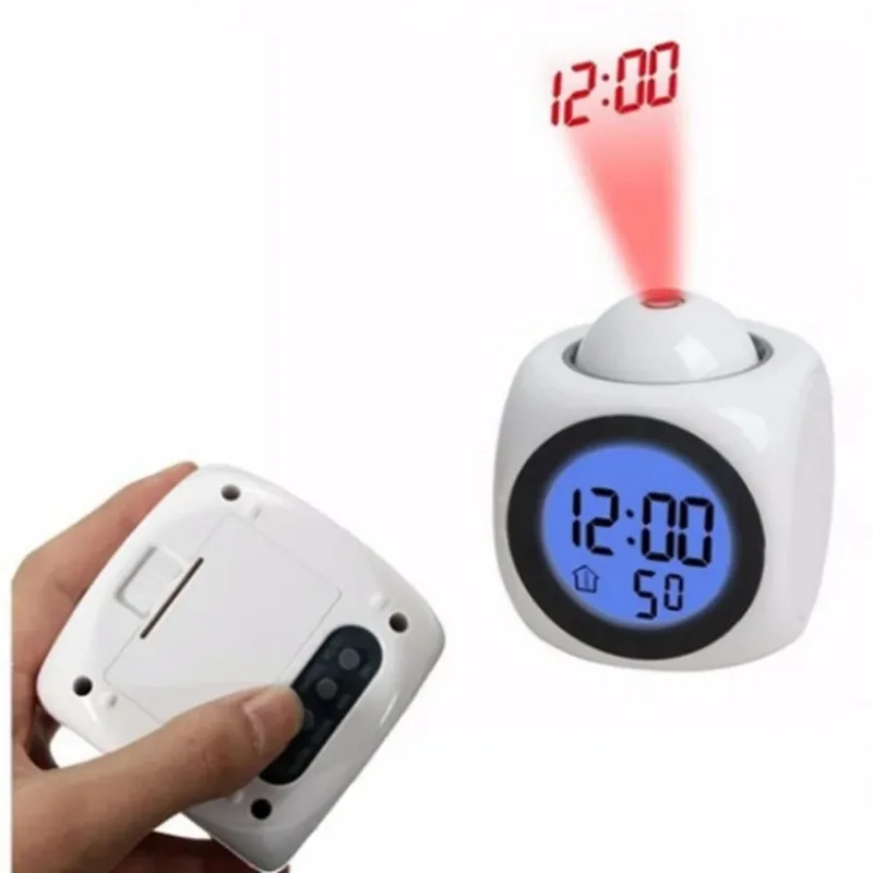 Projection Alarm Clock Ceiling Display  Desk Table Clock Voice Multifunction Digital Projection Clock Temperature Display