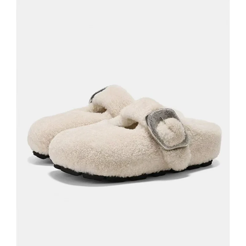 

Real hair Baotou hairy slippers for women's fashionable new style wool slippers for outdoor wear