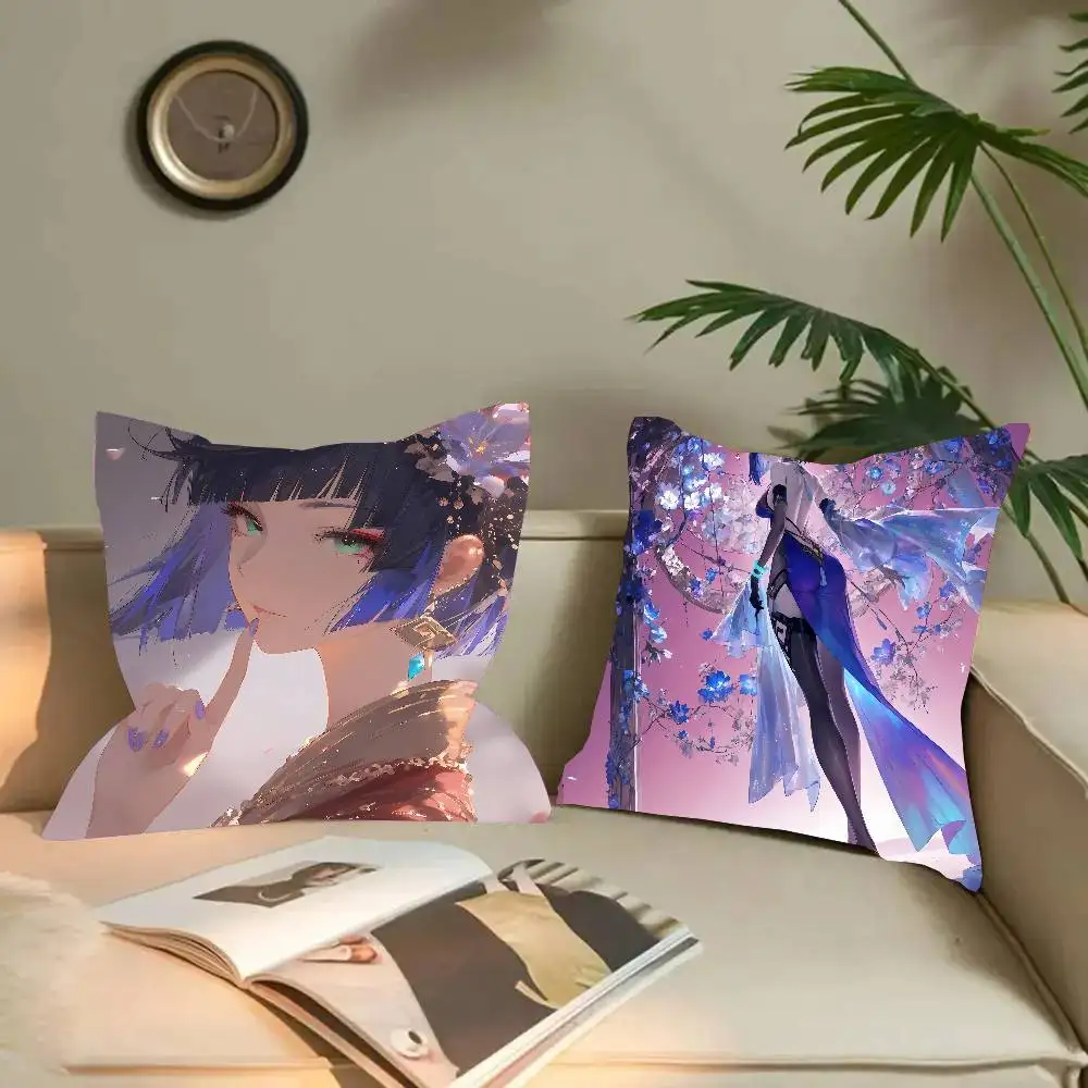 Yelan Anime Game Genshin Impact Pillow Case Fashion Square Pillowcase Bedroom Sofa Room Ins Decoration Leisure