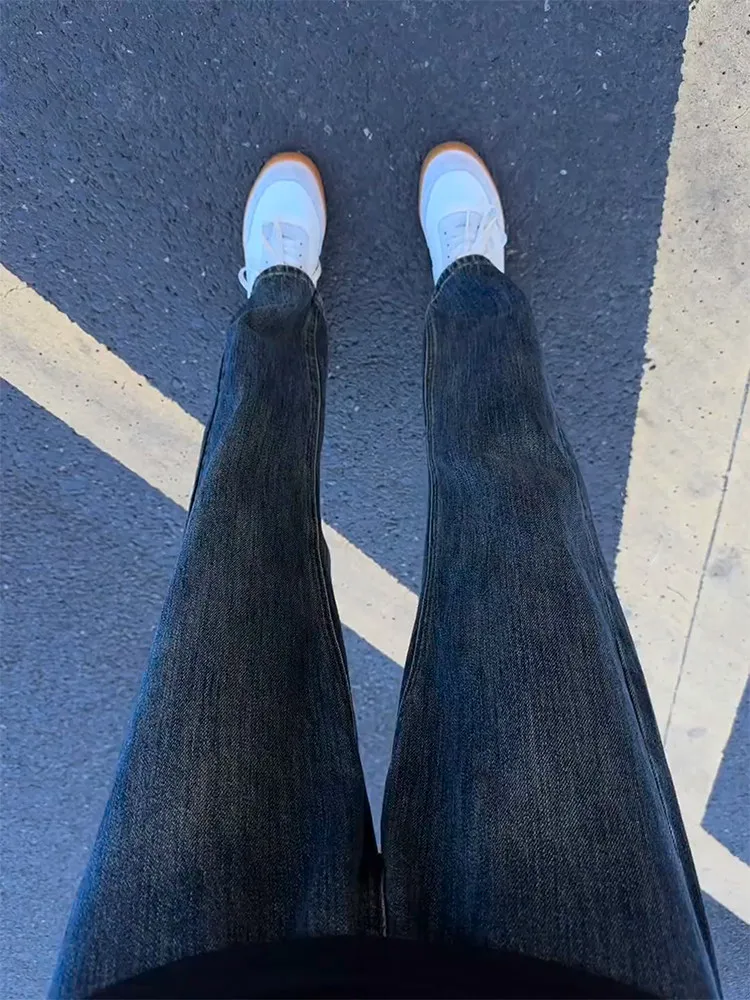 Retro Washed Blue Jeans Men's Spring American High Street Straight Leg Narrow Version Lengthening Leg Effect Casual Jeans