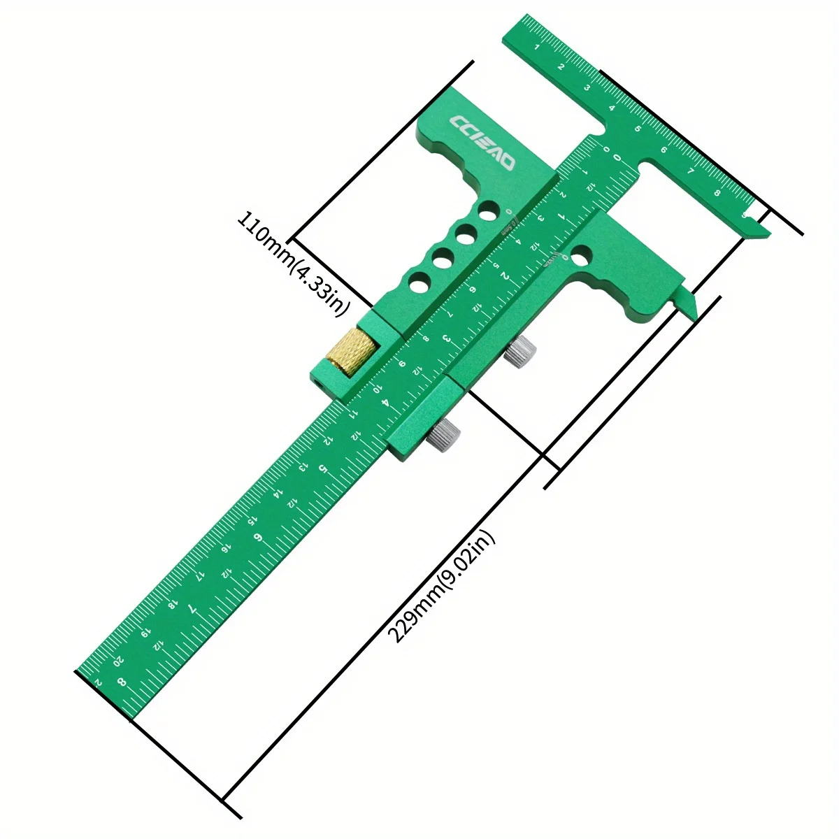 Metric & Inch Sliding Marking Gauge Aluminum Alloy Scribe Ruler, Woodworking T-Square Scribing Measuring Tools Framing Ruler