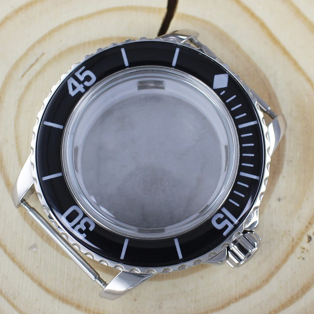 45mm Water Resistance Watch Case C3 Luminous Bezel For Fifty Fathoms NH35 NH36 NH38 Movement Replacement Case Watch Spare Parts