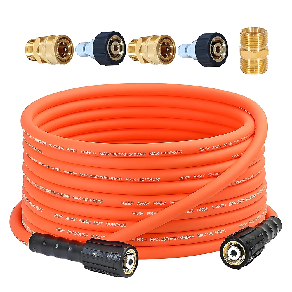 

Flexible Pressure Washer Hose 3600 PSI Kink Resistant Power Washer Hose CarWash Extension Hose With 3/8" Quick Connect Adapter