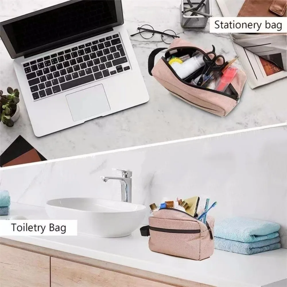 Simple Fashion Waterproof Travel Storage Bag Cosmetic Storage Handle Men Wash Bag Oxford Zippered Women Makeup Bag Outdoor